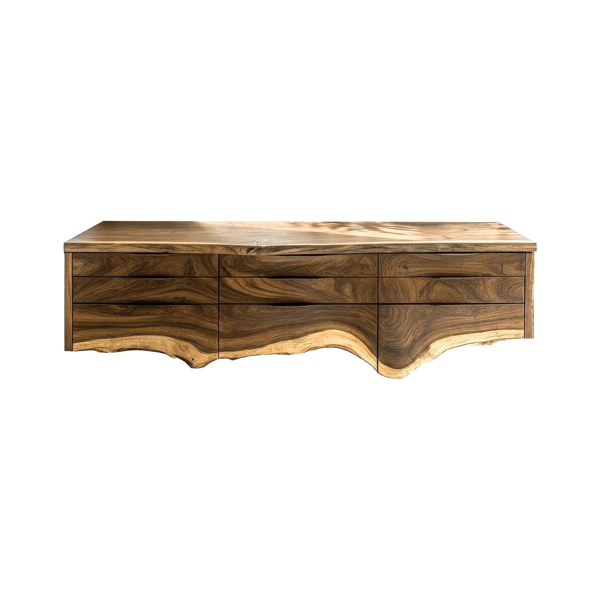 Virella Live Edge Solid Wood Floating Bathroom Vanity with Drawers Natural Oak - Timberustic Floating Bathroom Vanity With Drawers