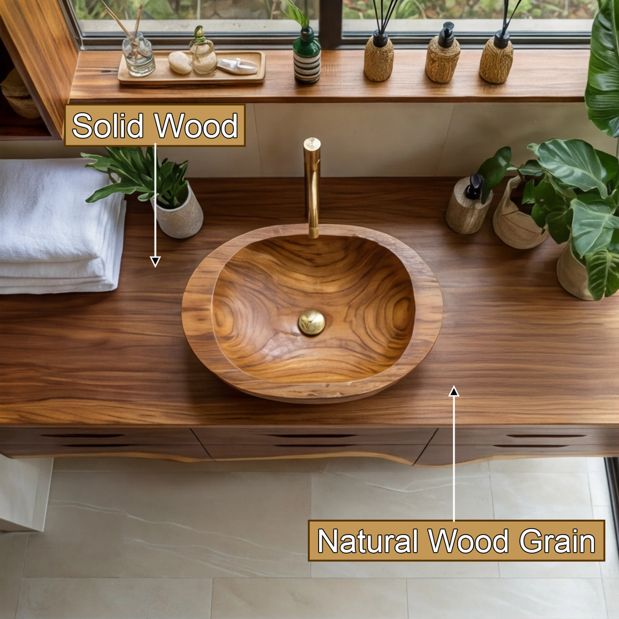 Virella Live Edge Solid Wood Floating Bathroom Vanity with Drawers - Timberustic Floating Bathroom Vanity With Drawers