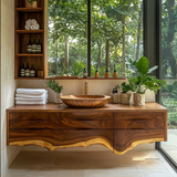 Virella Live Edge Solid Wood Floating Bathroom Vanity with Drawers - Timberustic Floating Bathroom Vanity With Drawers
