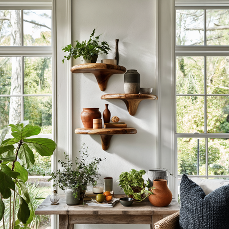 Virella Mushroom Solid Wood Floating Shelf SPA218397 - Timberustic Floating Shelf