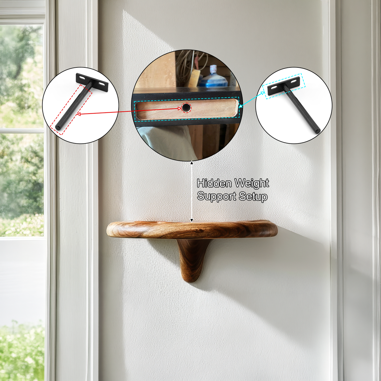 Virella Mushroom Solid Wood Floating Shelf SPA218397 - Timberustic Floating Shelf