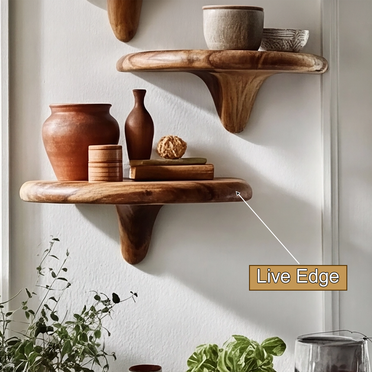 Virella Mushroom Solid Wood Floating Shelf SPA218397 - Timberustic Floating Shelf