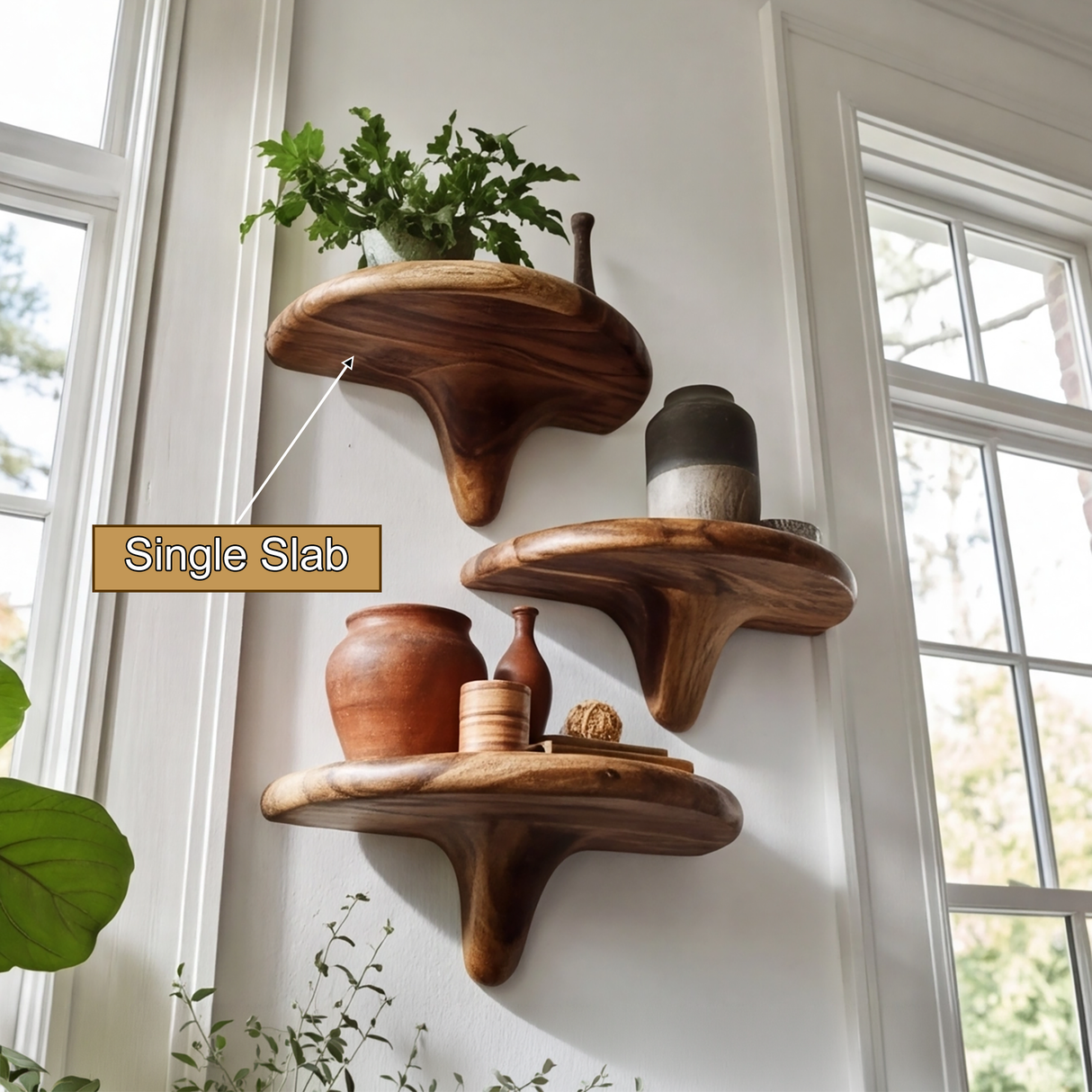 Virella Mushroom Solid Wood Floating Shelf SPA218397 - Timberustic Floating Shelf