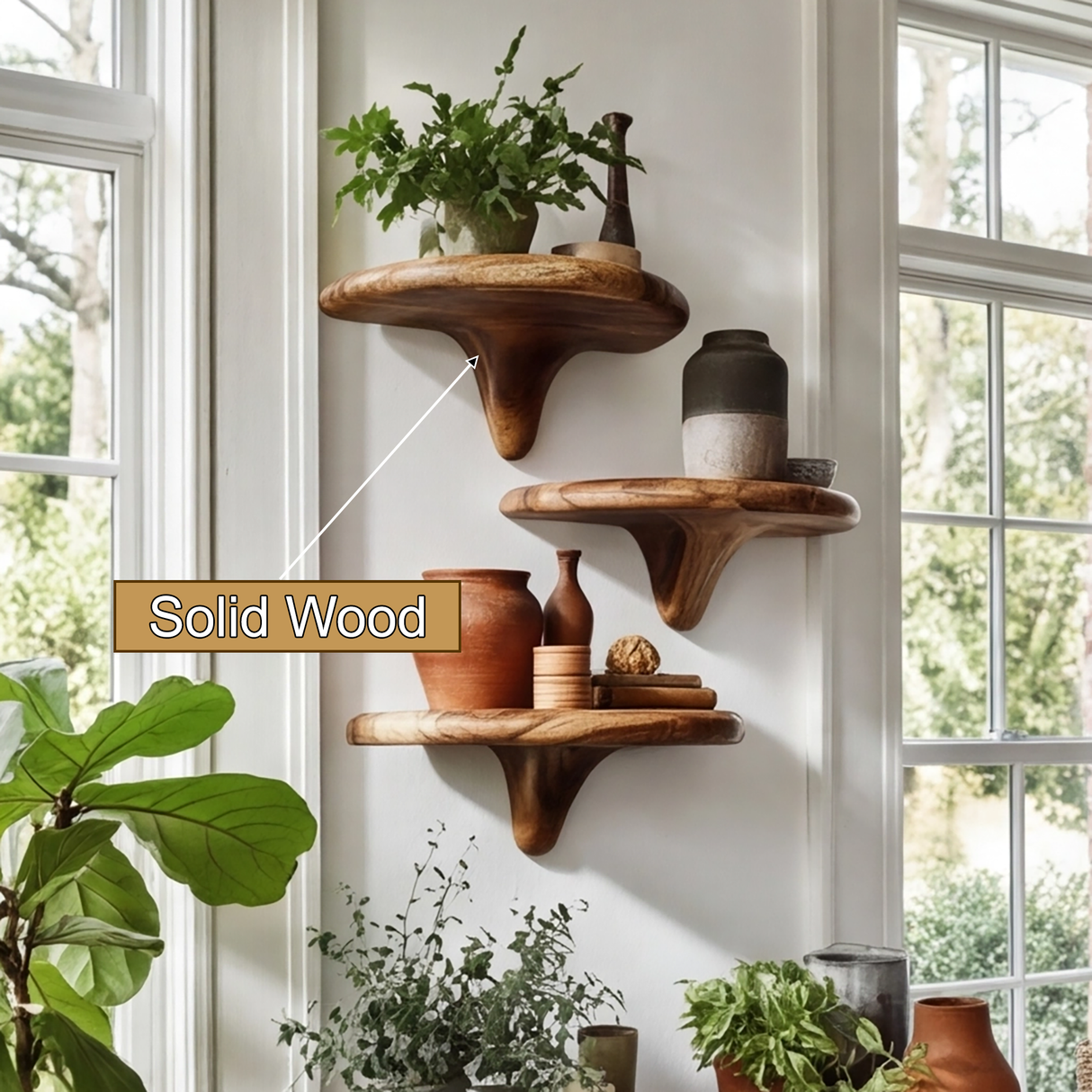 Virella Mushroom Solid Wood Floating Shelf SPA218397 - Timberustic Floating Shelf