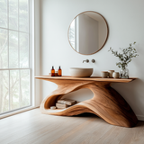 Virella Sculpted Solid Wood Freestanding Bathroom Vanity with Open Storage - Timberustic Freestanding Bathroom Vanity with Open Storage