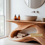 Virella Sculpted Solid Wood Freestanding Bathroom Vanity with Open Storage - Timberustic Freestanding Bathroom Vanity with Open Storage