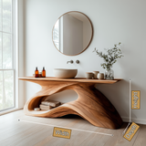 Virella Sculpted Solid Wood Freestanding Bathroom Vanity with Open Storage - Timberustic Freestanding Bathroom Vanity with Open Storage
