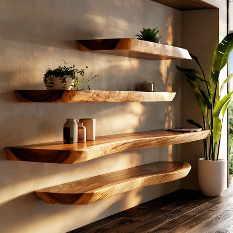 Virella Live Edge Solid Wood Floating Shelf SPA365792 - Timberustic Floating Shelf