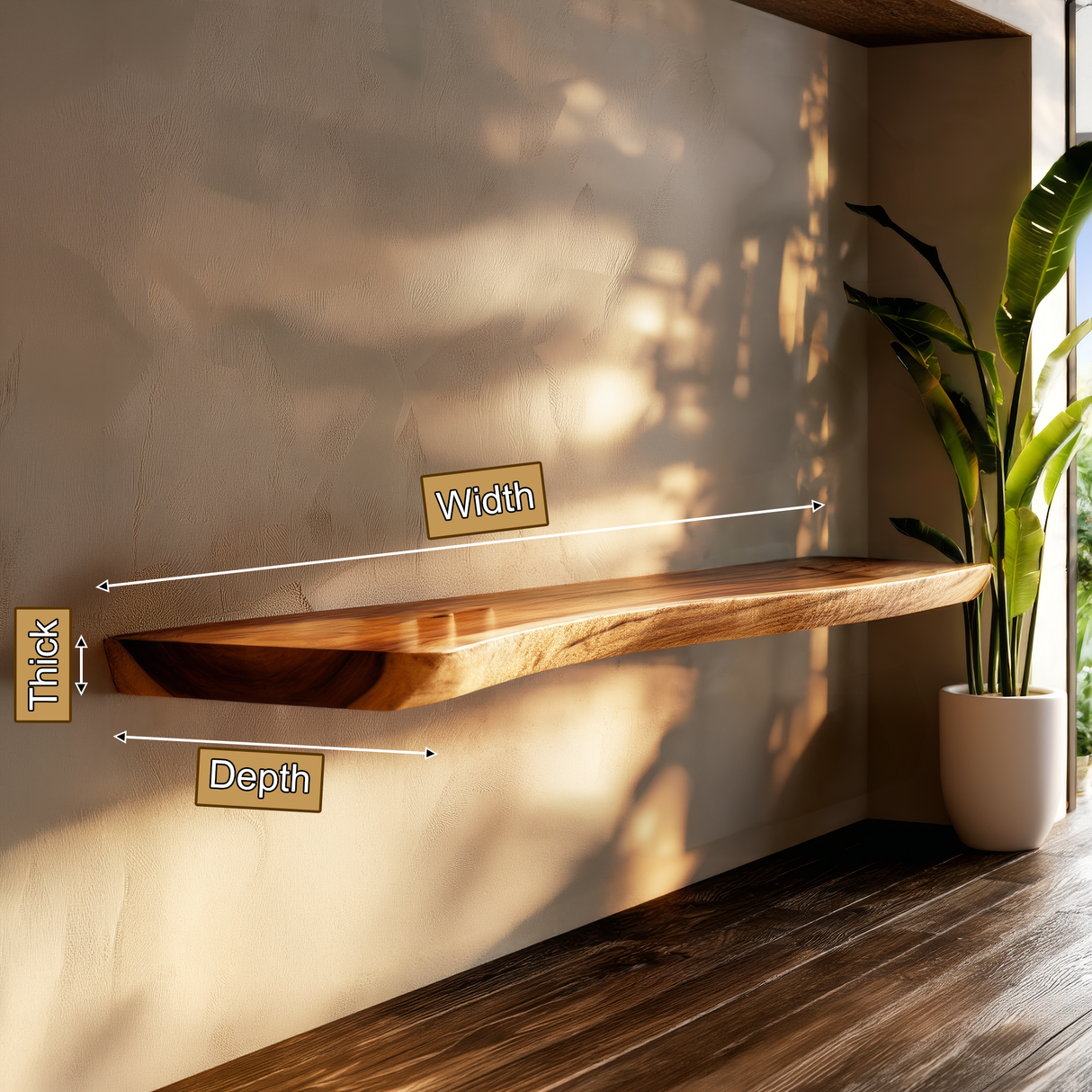 Virella Live Edge Solid Wood Floating Shelf SPA365792 - Timberustic Floating Shelf