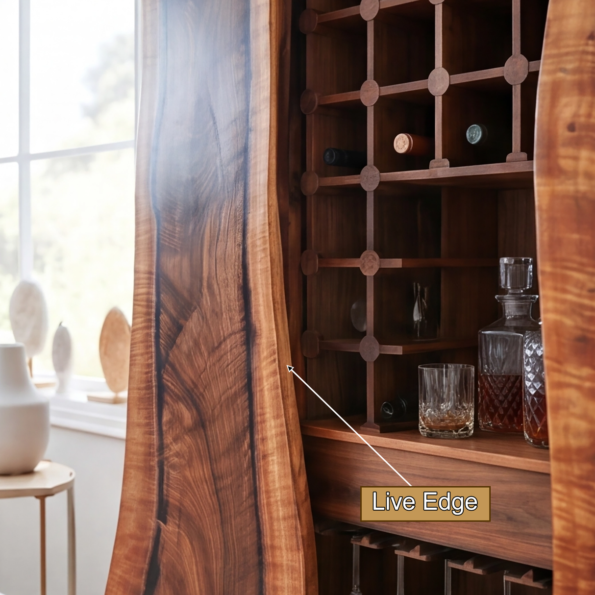 Virellan Handcrafted Solid Wood Bar Cabinet