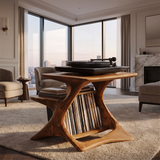 Virellan Handcrafted Solid Wood Record Player Stand Brown - Timberustic Record Player Stand With Storage