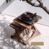 Virellan Handcrafted Solid Wood Record Player Stand - Timberustic Record Player Stand With Storage