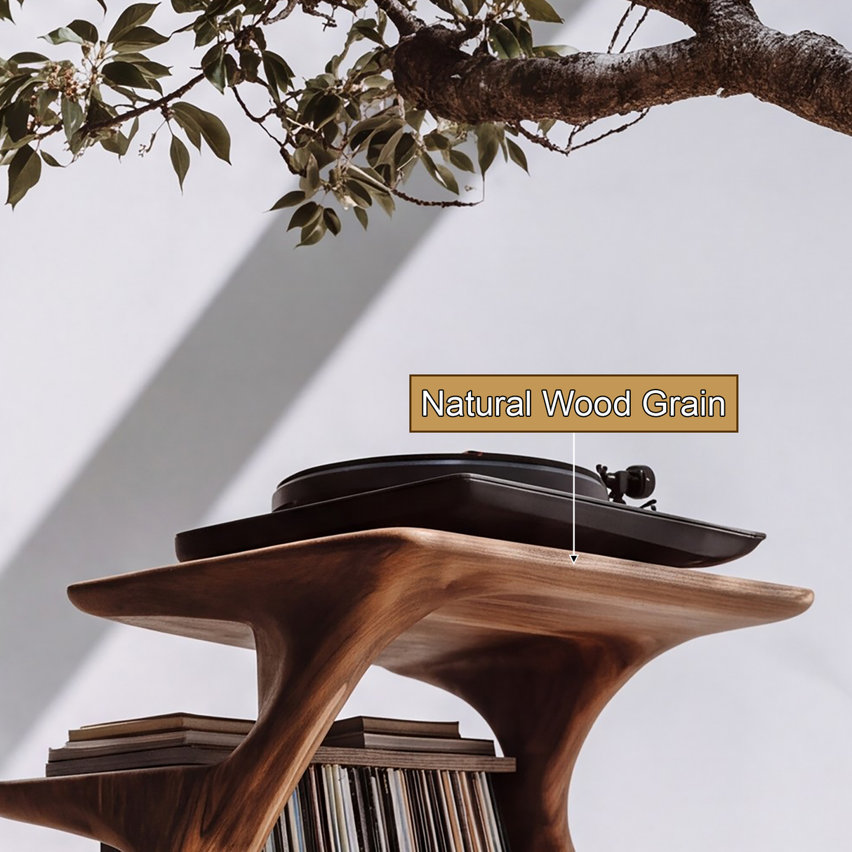 Virellan Handcrafted Solid Wood Record Player Stand - Timberustic Record Player Stand With Storage
