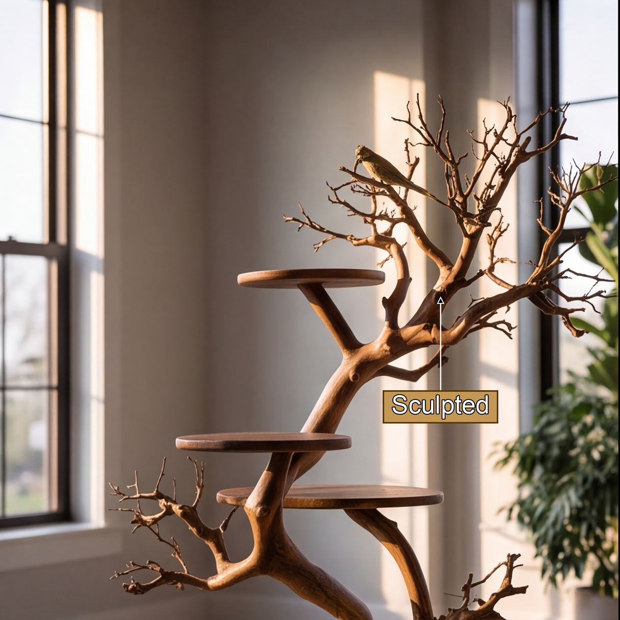 Virellan Handcrafted Tree Branch Parrot Stand SPA938432 - Timberustic Tree Branch Parrot Stand