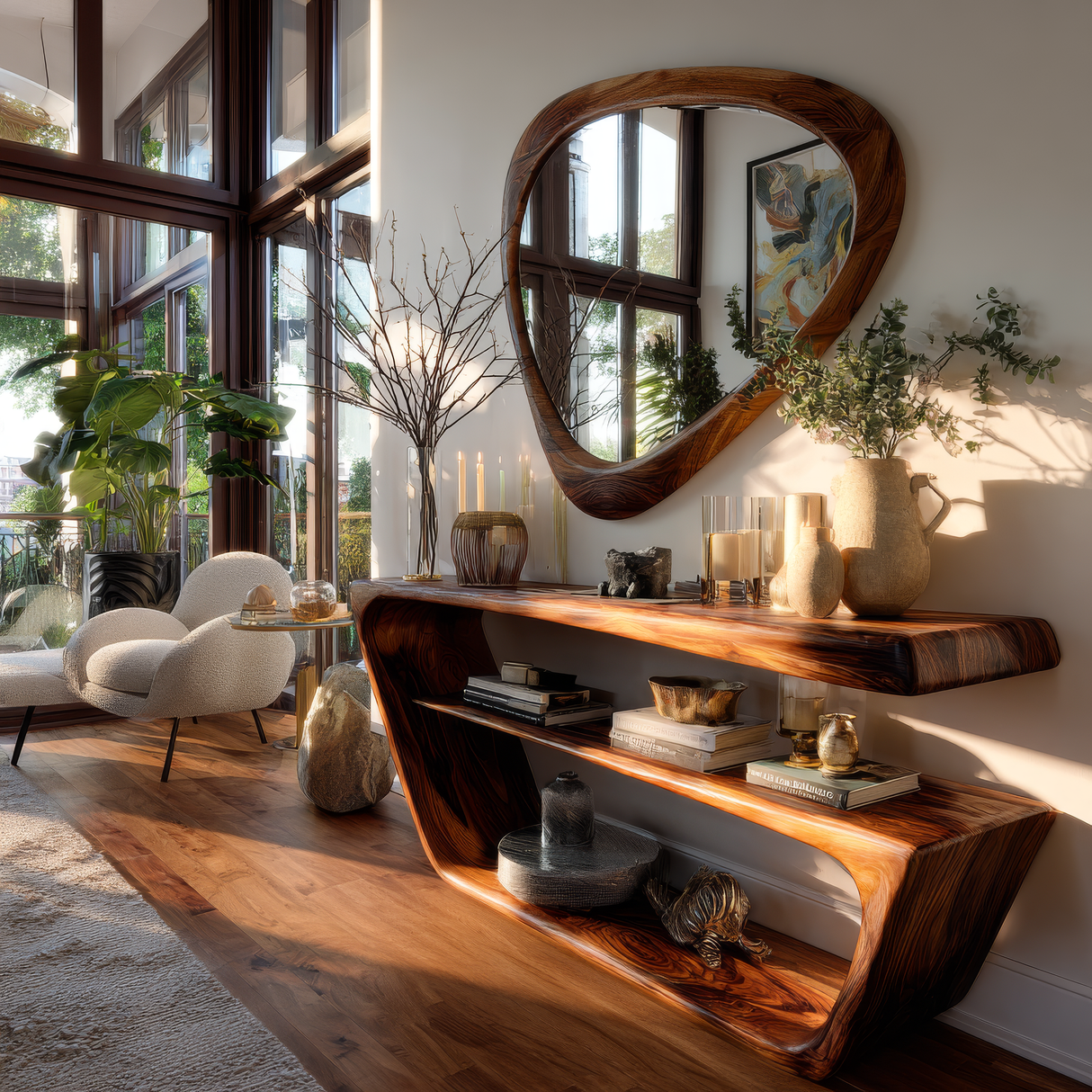 Virellan Sculpted Solid Wood Console Table - Timberustic Console Table