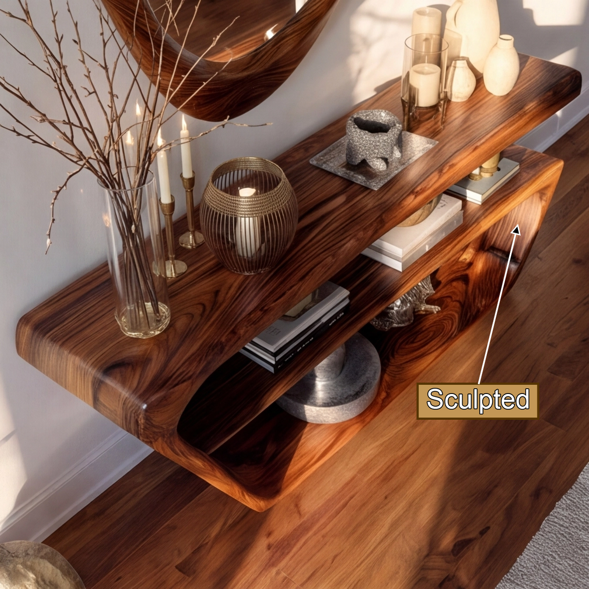 Virellan Sculpted Solid Wood Console Table - Timberustic Console Table