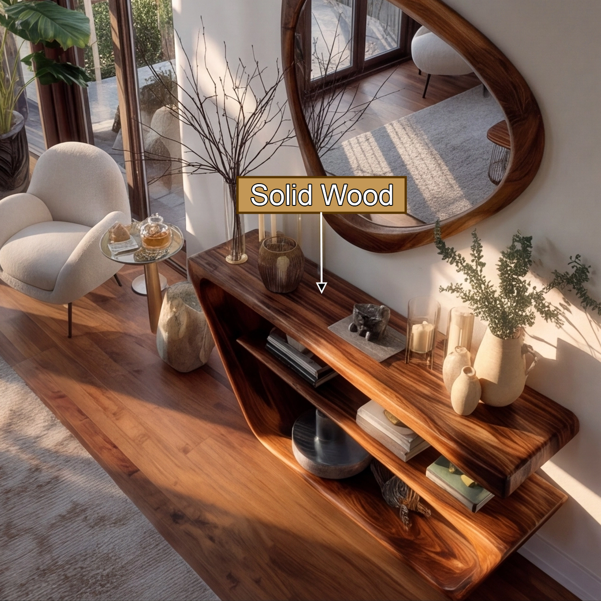 Virellan Sculpted Solid Wood Console Table - Timberustic Console Table