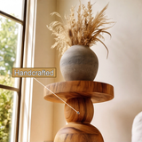 Virelle Sculpted Solid Wood Pedestal Stand - Timberustic Pedestal Stand