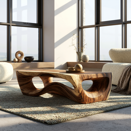 Virellis Handcrafted Sculpted Solid Wood Coffee Table - Timberustic Coffee Table