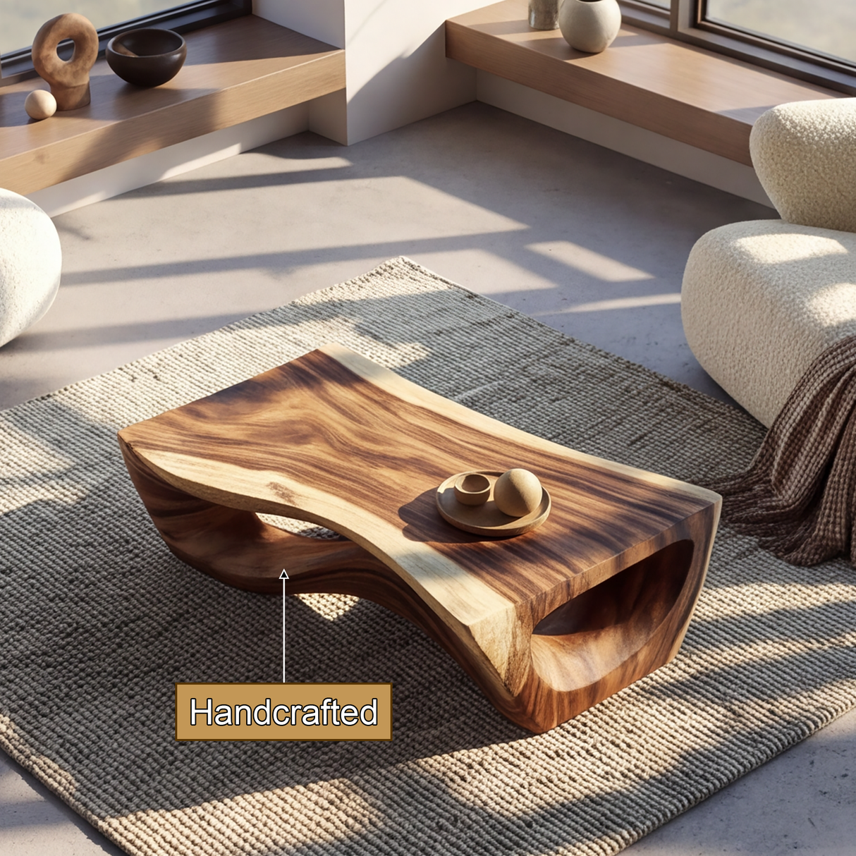 Virellis Handcrafted Sculpted Solid Wood Coffee Table - Timberustic Coffee Table
