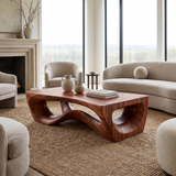 Virellis Handcrafted Sculpted Solid Wood Coffee Table Mahogany - Timberustic Coffee Table