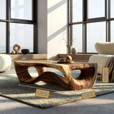 Virellis Handcrafted Sculpted Solid Wood Coffee Table - Timberustic Coffee Table