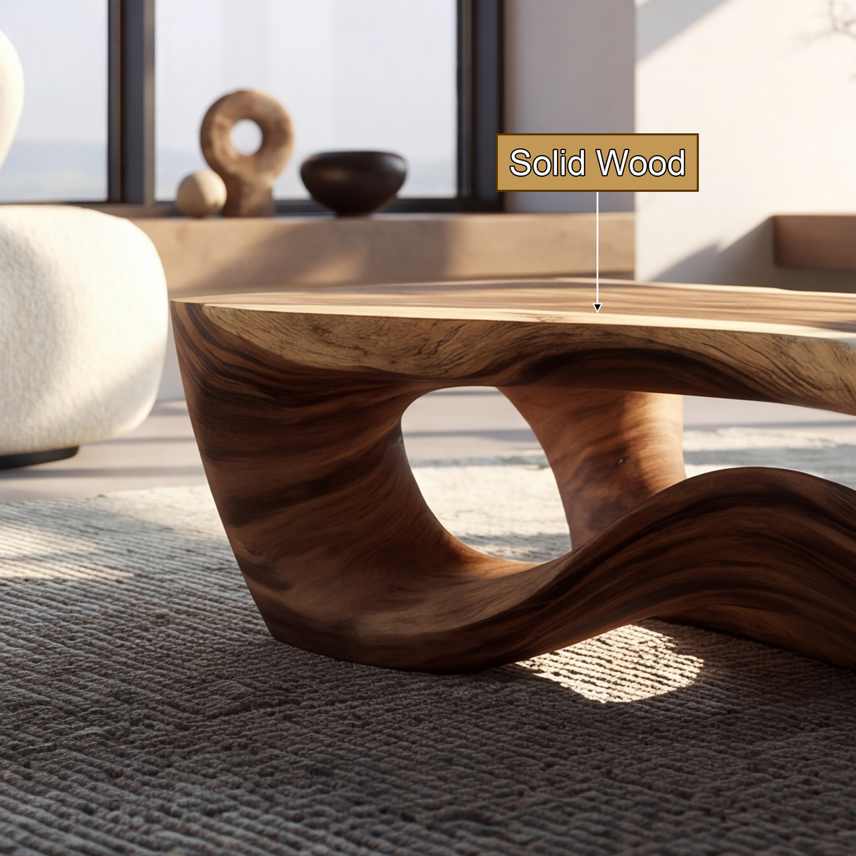 Virellis Handcrafted Sculpted Solid Wood Coffee Table - Timberustic Coffee Table