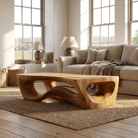 Virellis Handcrafted Sculpted Solid Wood Coffee Table Teak - Timberustic Coffee Table