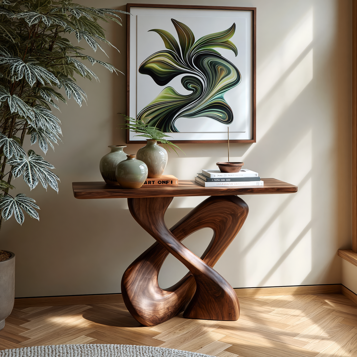 Virellis Sculpted Solid Wood Console Table - Timberustic Console Table