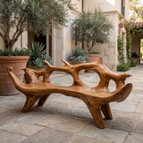 Virellis Sculpted Solid Wood Outdoor Bench Brown - Timberustic Bench