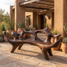 Virellis Sculpted Solid Wood Outdoor Bench Dark Walnut - Timberustic Bench