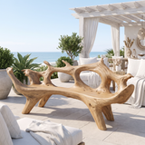Virellis Sculpted Solid Wood Outdoor Bench Natural Oak - Timberustic Bench