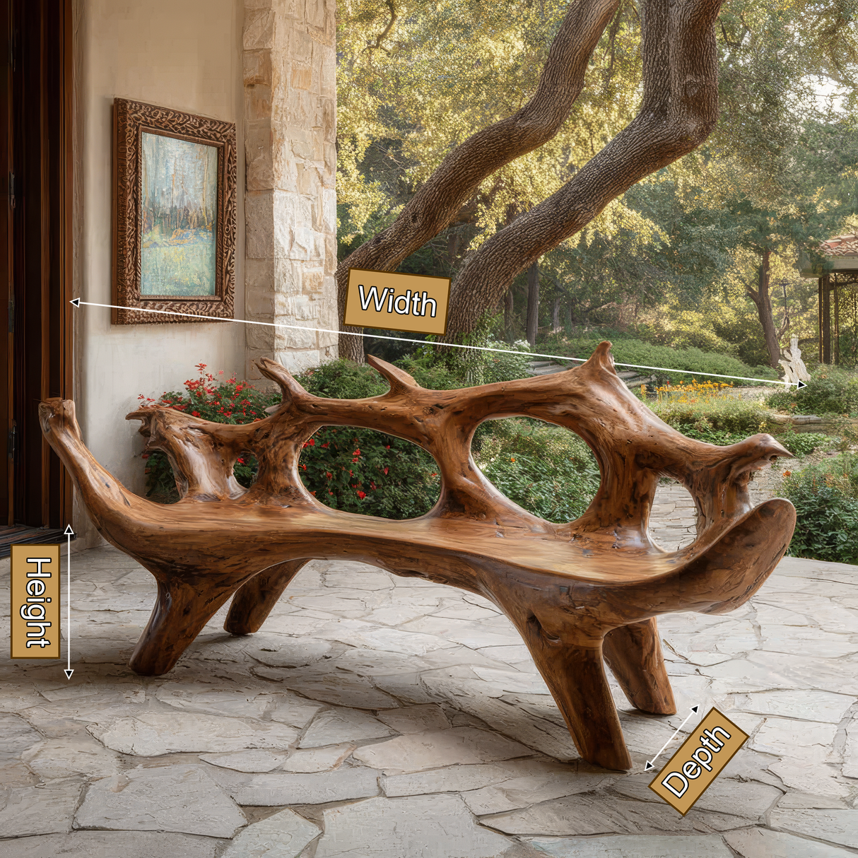 Virellis Sculpted Solid Wood Outdoor Bench - Timberustic Bench