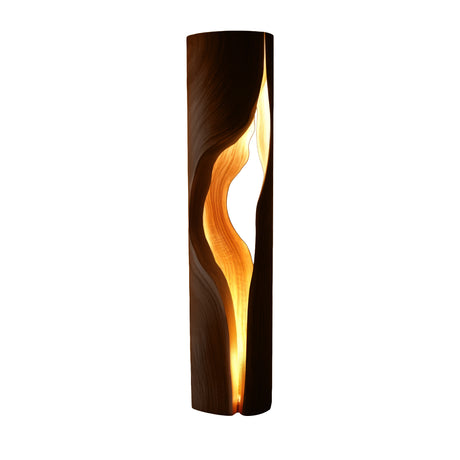 Virellis Sculpted Wave Integrated LED Wood Floor Lamp Dark Walnut - Timberustic Floor Lamp