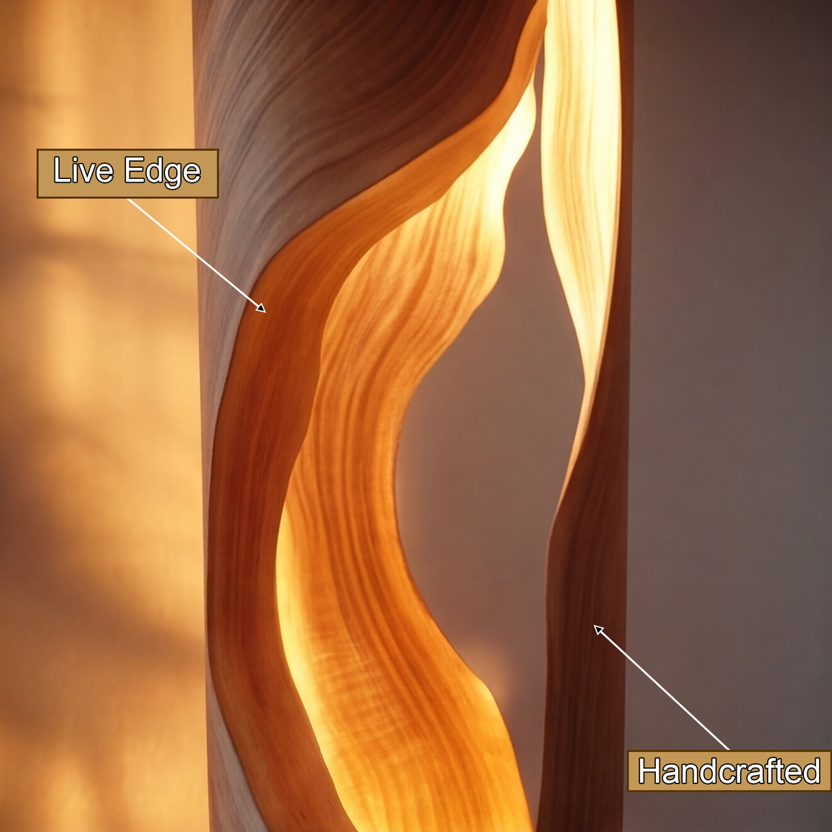 Virellis Sculpted Wave Integrated LED Wood Floor Lamp - Timberustic Floor Lamp
