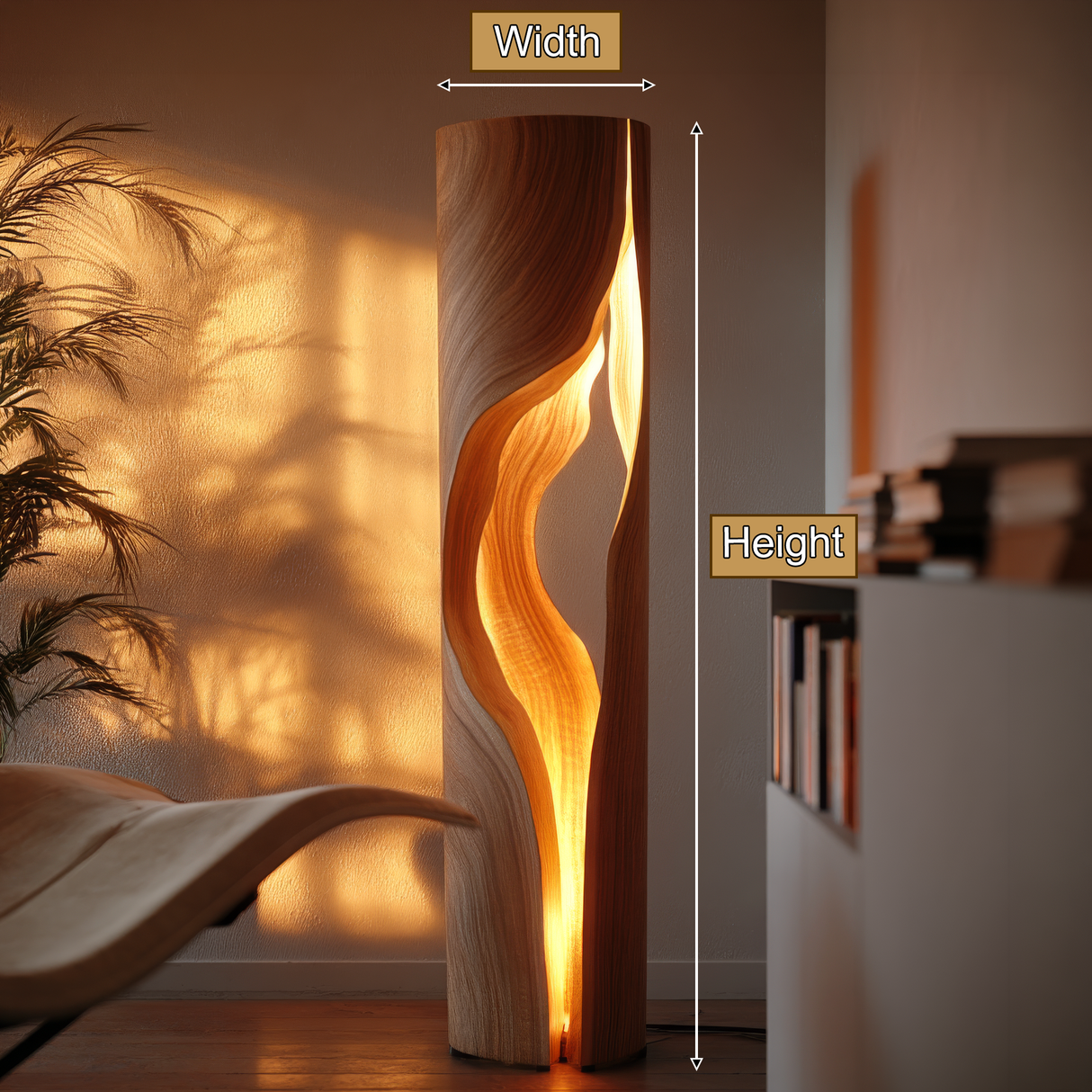 Virellis Sculpted Wave Integrated LED Wood Floor Lamp - Timberustic Floor Lamp