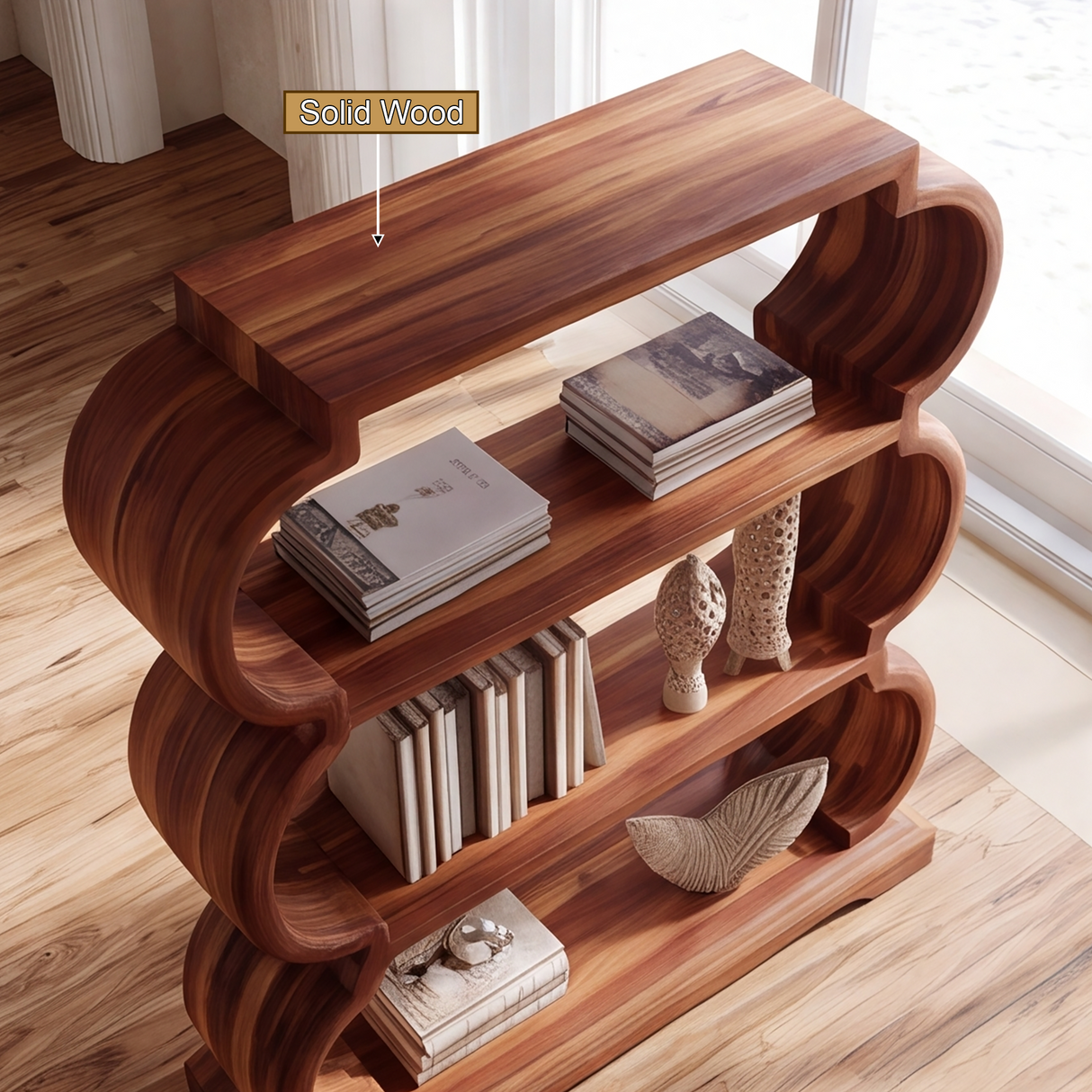 Virello Handcrafted Solid Wood Bookshelf SPA923581