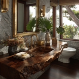 Virello Live Edge Solid Wood Floating Bathroom Vanity with Integrated Sink SPA242234 - Timberustic Floating Bathroom Vanity with Integrated Sink