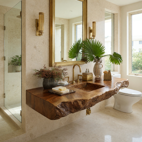 Virello Live Edge Solid Wood Floating Bathroom Vanity with Integrated Sink SPA242234