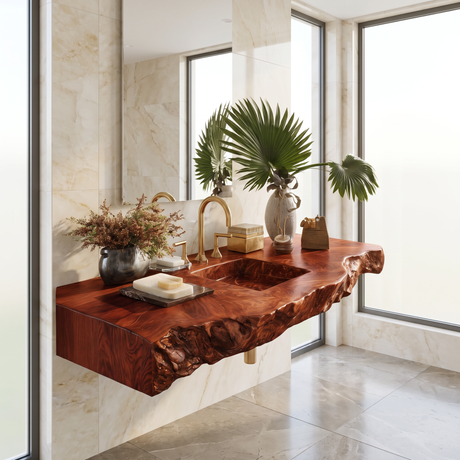 Virello Live Edge Solid Wood Floating Bathroom Vanity with Integrated Sink SPA242234