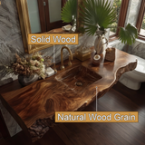 Virello Live Edge Solid Wood Floating Bathroom Vanity with Integrated Sink SPA242234 - Timberustic Floating Bathroom Vanity with Integrated Sink