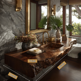 Virello Live Edge Solid Wood Floating Bathroom Vanity with Integrated Sink SPA242234 - Timberustic Floating Bathroom Vanity with Integrated Sink