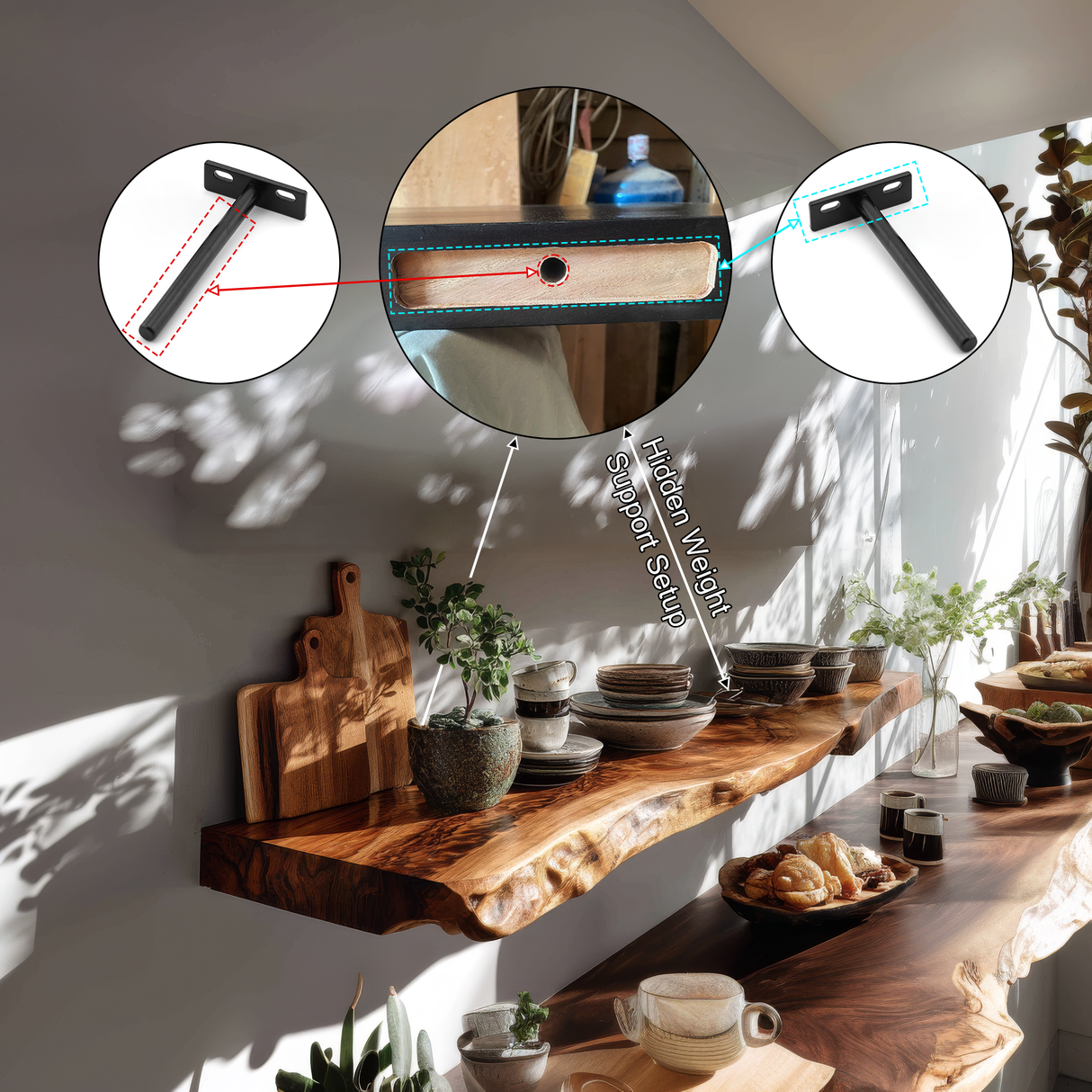 Virello Live Edge Solid Wood Floating Shelf SPA951365 - Timberustic Floating Shelf