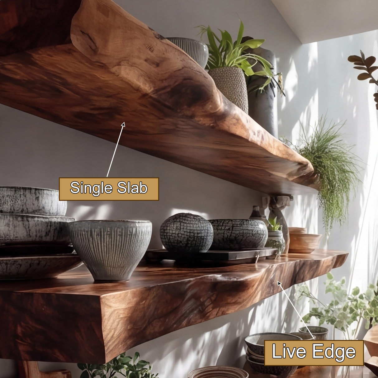 Virello Live Edge Solid Wood Floating Shelf SPA951365 - Timberustic Floating Shelf