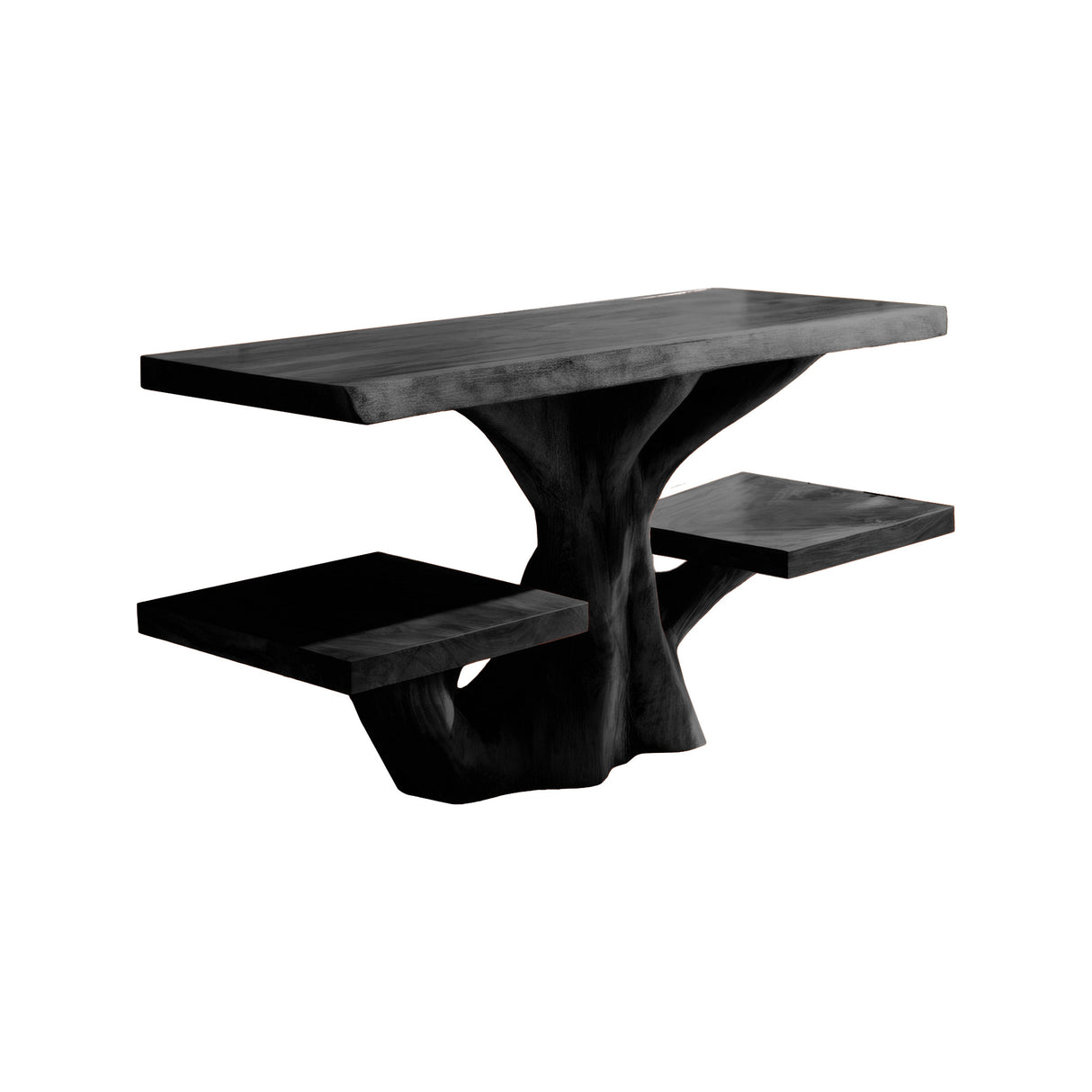 Virello Sculpted Solid Wood Bathroom Vanity with Shelves Black - Timberustic Freestanding Bathroom Vanity with Shelves