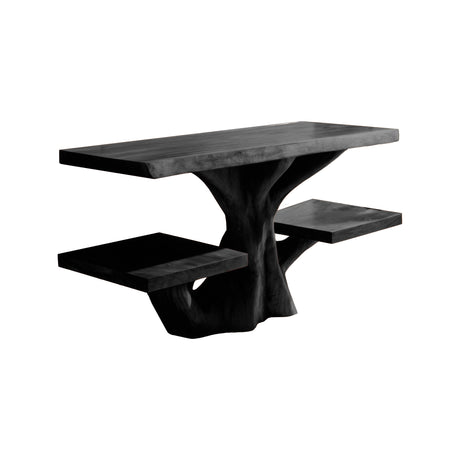Virello Sculpted Solid Wood Bathroom Vanity with Shelves Black - Timberustic Freestanding Bathroom Vanity with Shelves