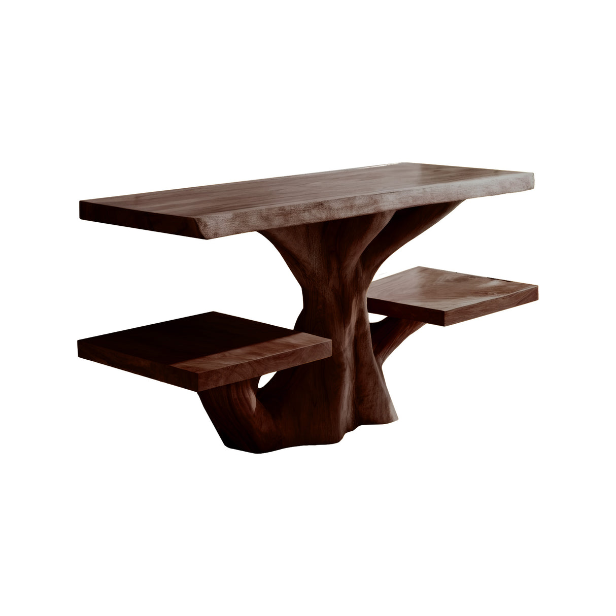 Virello Sculpted Solid Wood Bathroom Vanity with Shelves Dark Walnut - Timberustic Freestanding Bathroom Vanity with Shelves