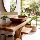 Virello Sculpted Solid Wood Bathroom Vanity with Shelves - Timberustic Freestanding Bathroom Vanity with Shelves
