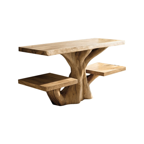 Virello Sculpted Solid Wood Bathroom Vanity with Shelves Natural Oak - Timberustic Freestanding Bathroom Vanity with Shelves