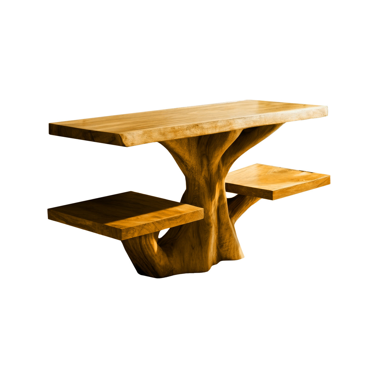 Virello Sculpted Solid Wood Bathroom Vanity with Shelves Teak - Timberustic Freestanding Bathroom Vanity with Shelves